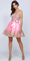 Juliet 759 Short Sweetheart Neckline Strapless Dress with Bow