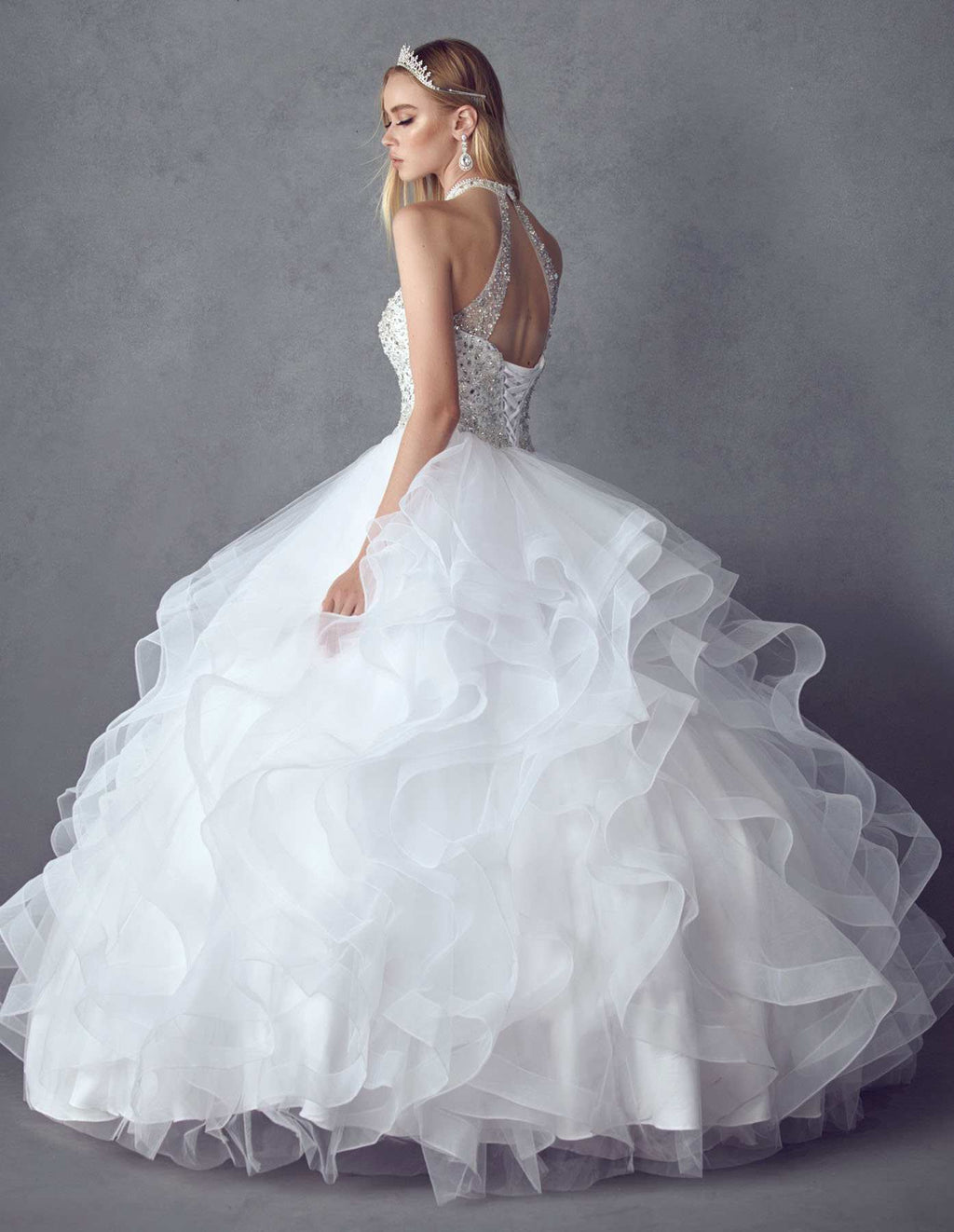 Juliet 1420 Crystal Beading Layered Tulle Skirt Quinceanera Dress