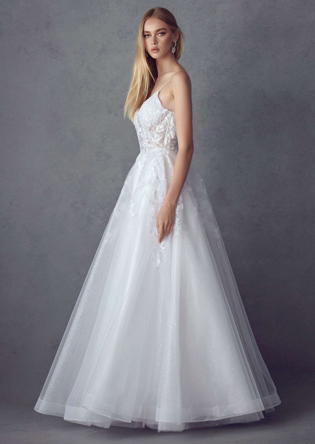 Juliet JT2482SW Floor Length A-Line Lace/Tulle Wedding Ball Gown