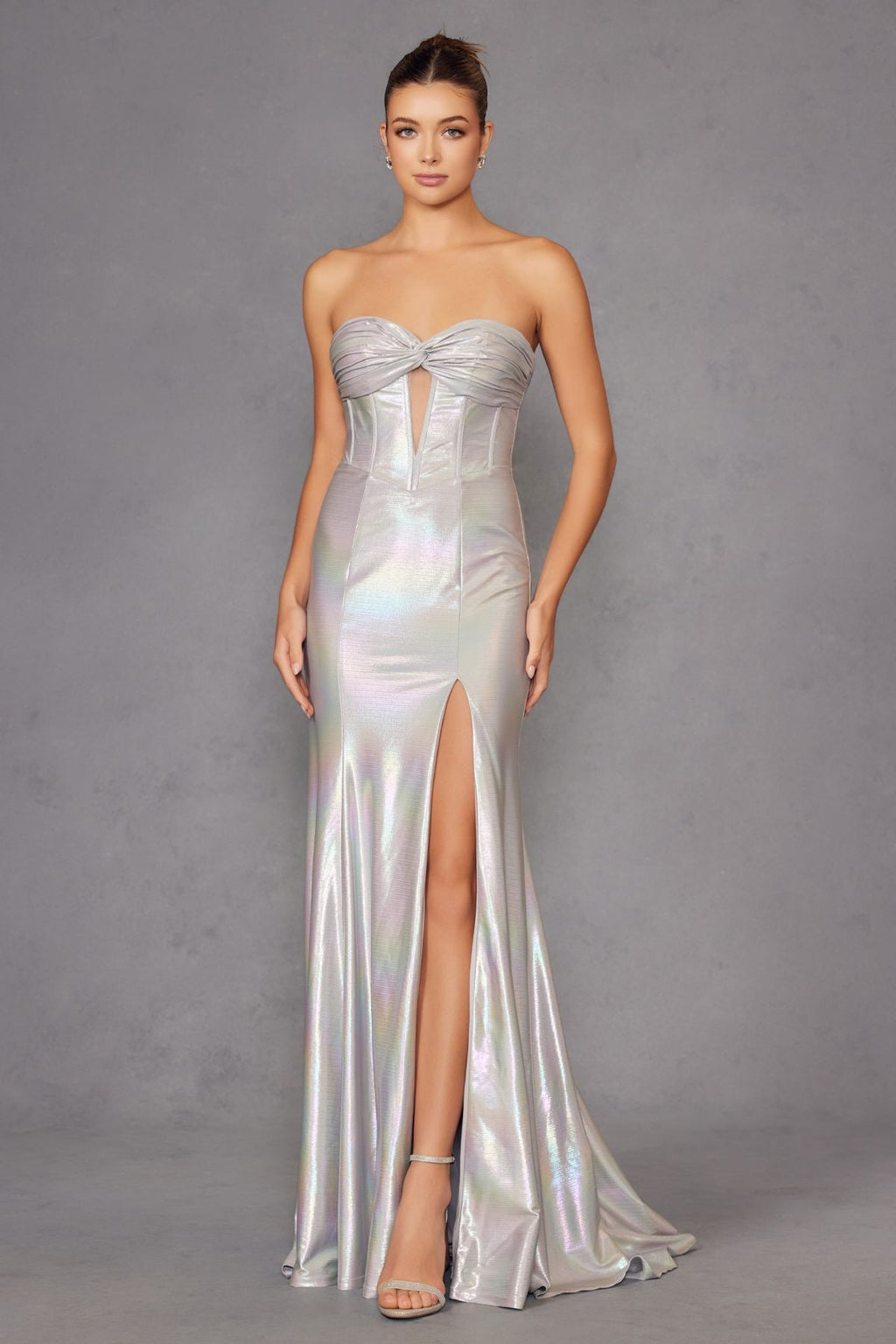 Juliet JT2579H Strapless Sweetheart Iridescent Prom Gown