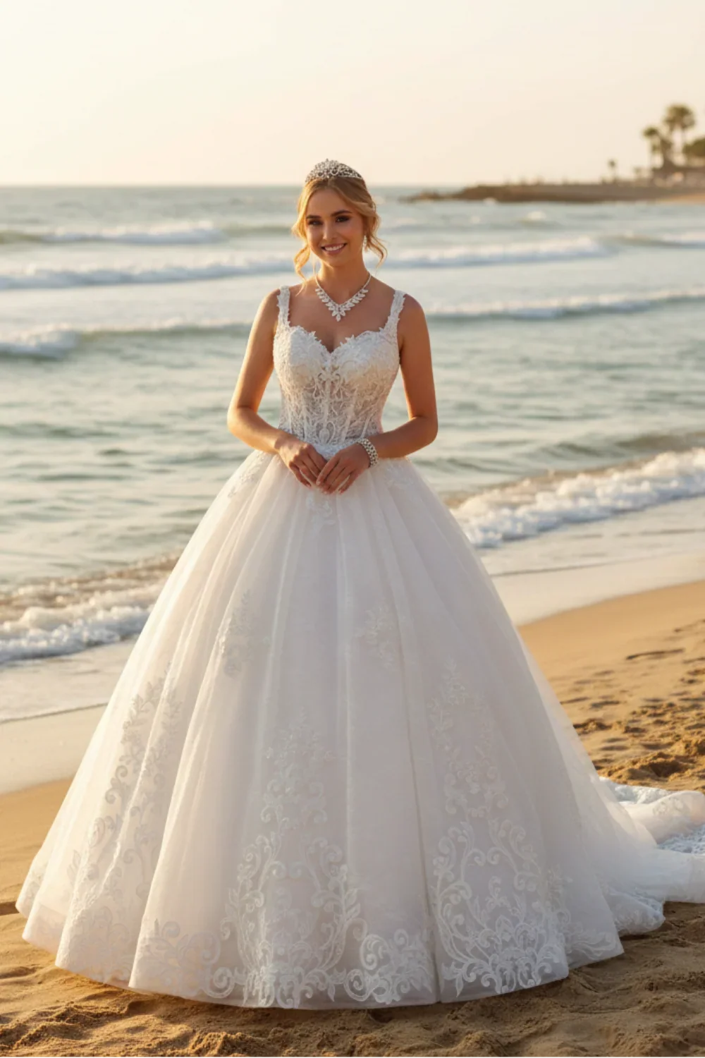 DeKlaire Bridal 489 Wedding Dress V-Neck A-Line Ball Gown