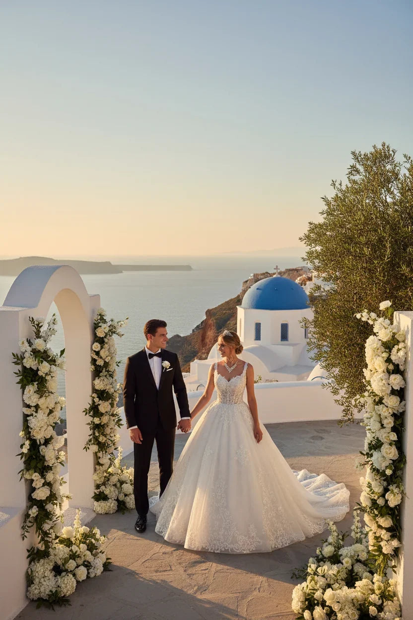 DeKlaire Bridal 489 Wedding Dress V-Neck A-Line Ball Gown