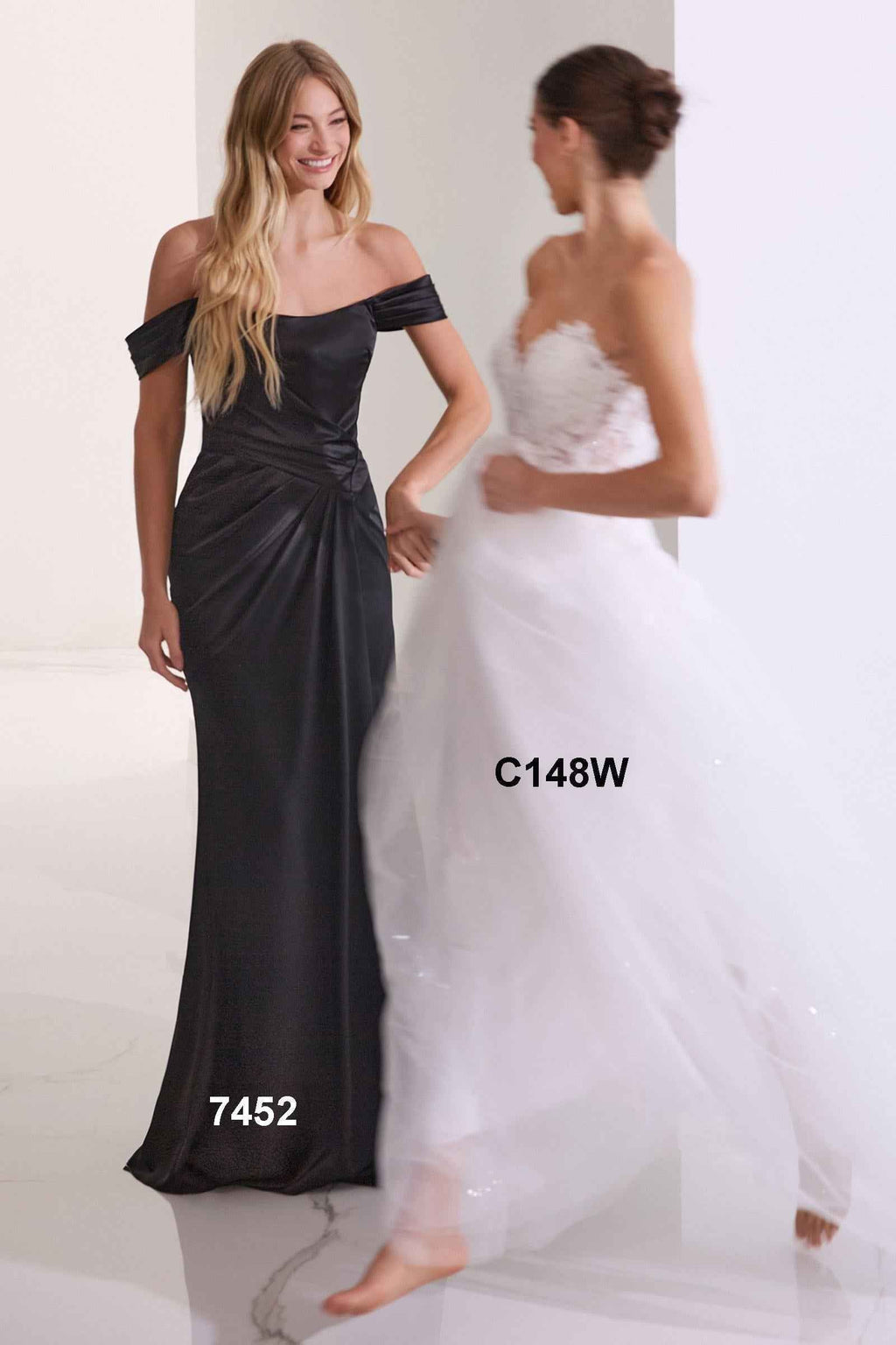 CLEARANCE - Ladivine 7452 Dress Off the Shoulder Sage Green Satin Gown (Size 10)