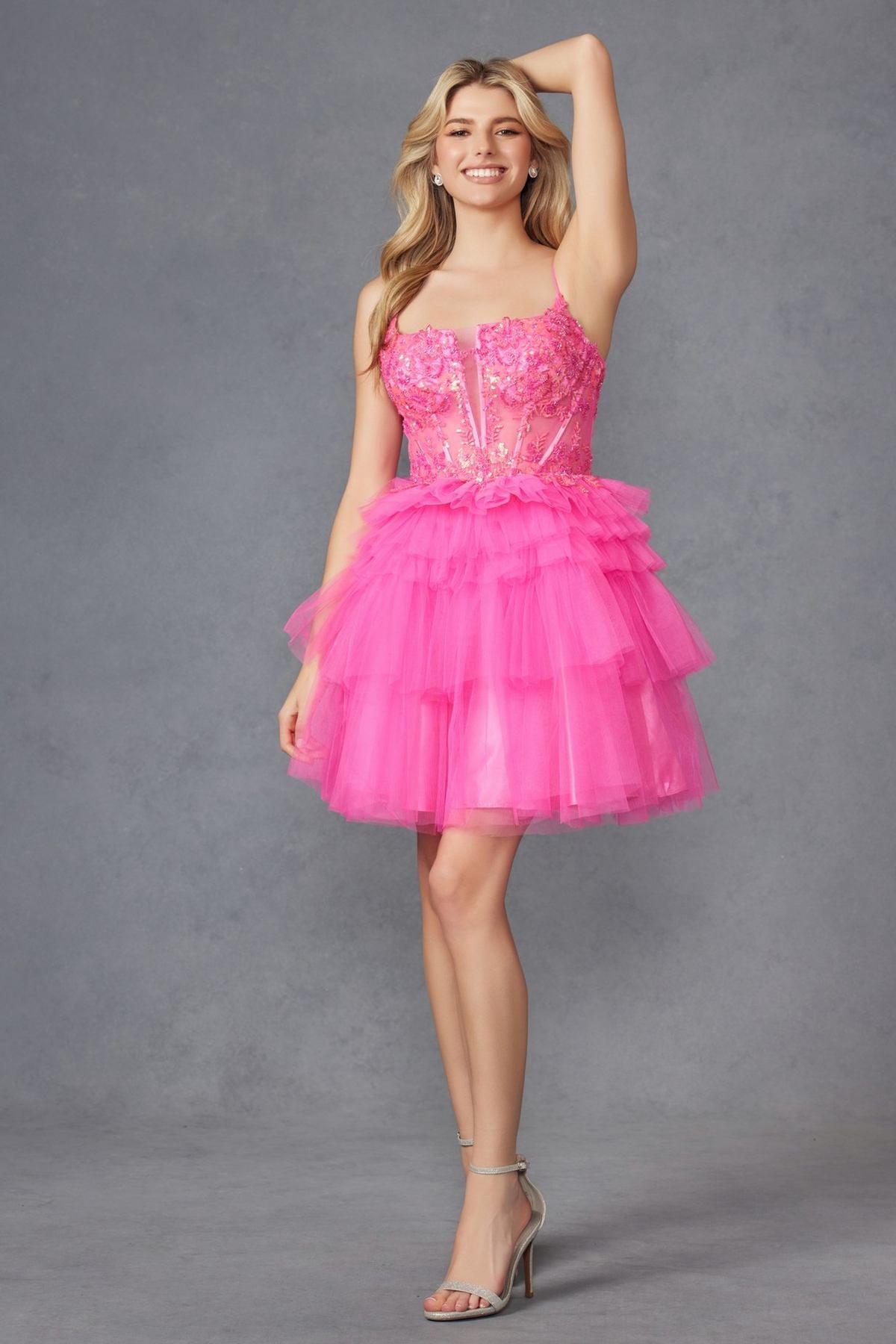 Juliet JT935K Dress Corset Top Tulle Ruffle Cocktail Skirt