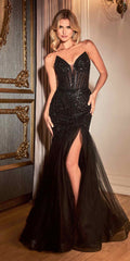 Cinderella Divine CD0214 Strapless Pointed Cup Beaded Mermaid Dress