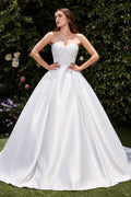 Ladivine CDS512W Dress Strapless Satin Bridal A-Line Ball Gown