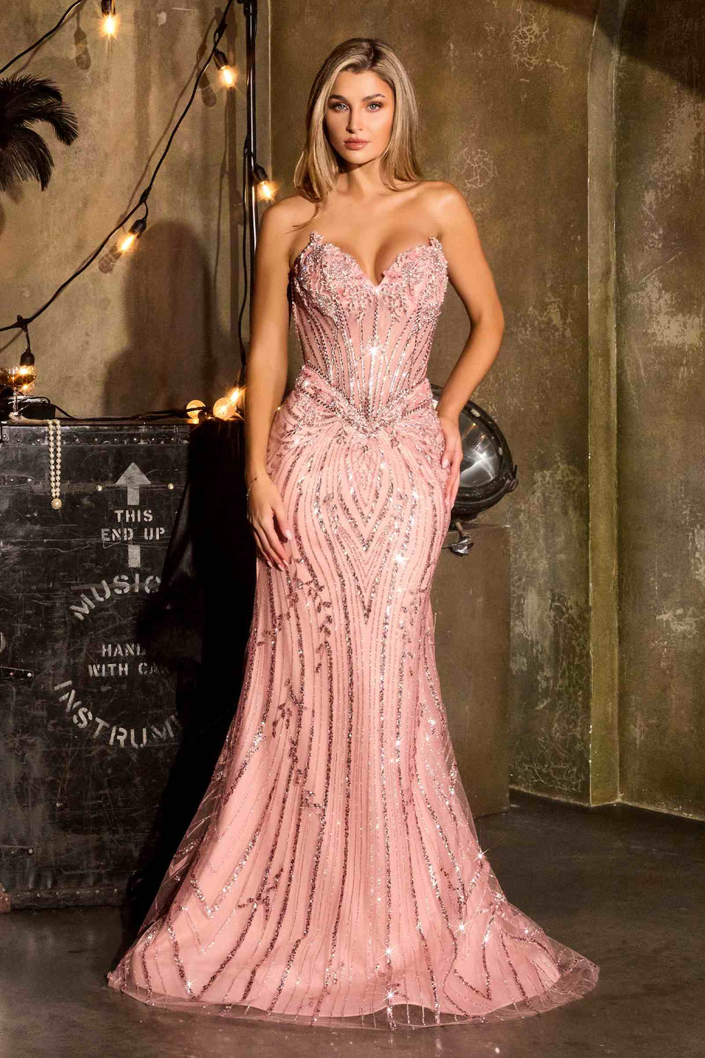 Ladivine CDS557 Fully Embellished Show Stopper Fitted Mermaid Gown