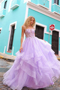 Nox Anabel H1351 Long A-Line Tiered Layered Ruffled Tulle Ballgown