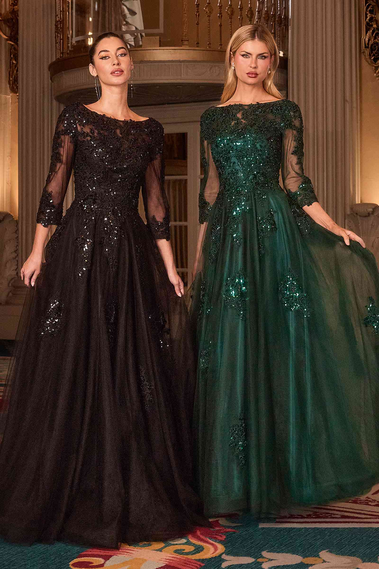 Ladivine J883 Mother of the Bride A-Line Ball Gown Long Sleeve