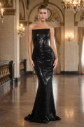 Ladivine J904 Strapless Sequin Fitted Gown Formal Evening Dress
