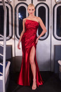 Ladivine J906 Show Stopper Sleek Fitted Liquid Satin Gown