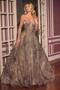 Ladivine J915 Shimmering Glitter Tulle Boned Corset Ball Gown