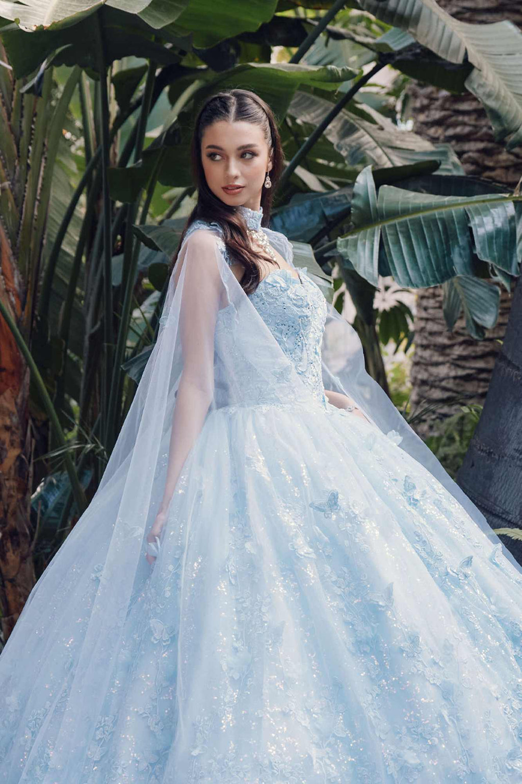 Juliet JT1449J Poofy Strapless Sweetheart Quinceanera Gown Includes Cape