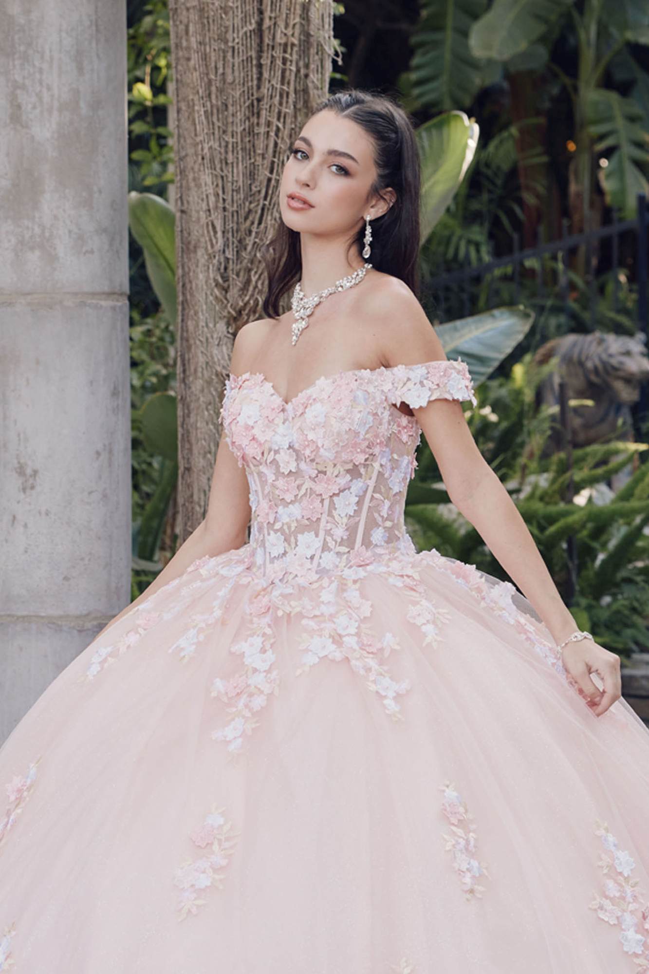 Juliet JT1460J Off the Shoulder Corset Bodice Poofy Quinceanera Gown