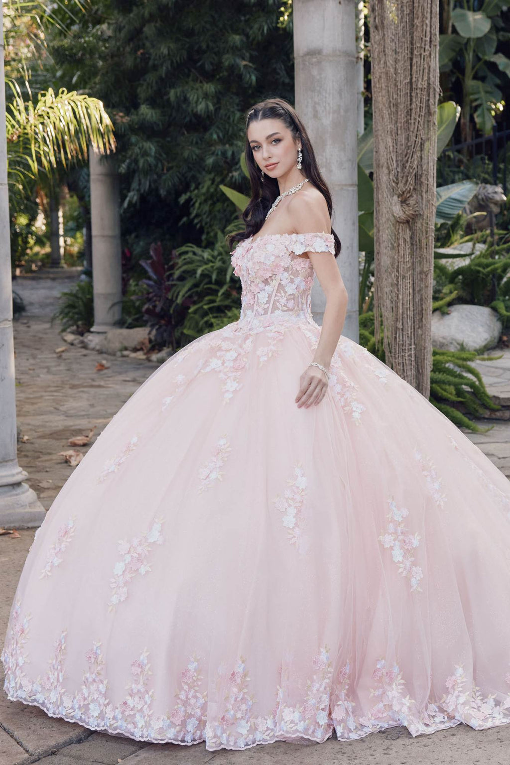 Juliet JT1460J Off the Shoulder Corset Bodice Poofy Quinceanera Gown