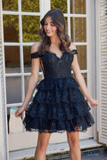 Nox Anabel R877 Dress Short A-Line Off the Shoulder Tiered Skirt
