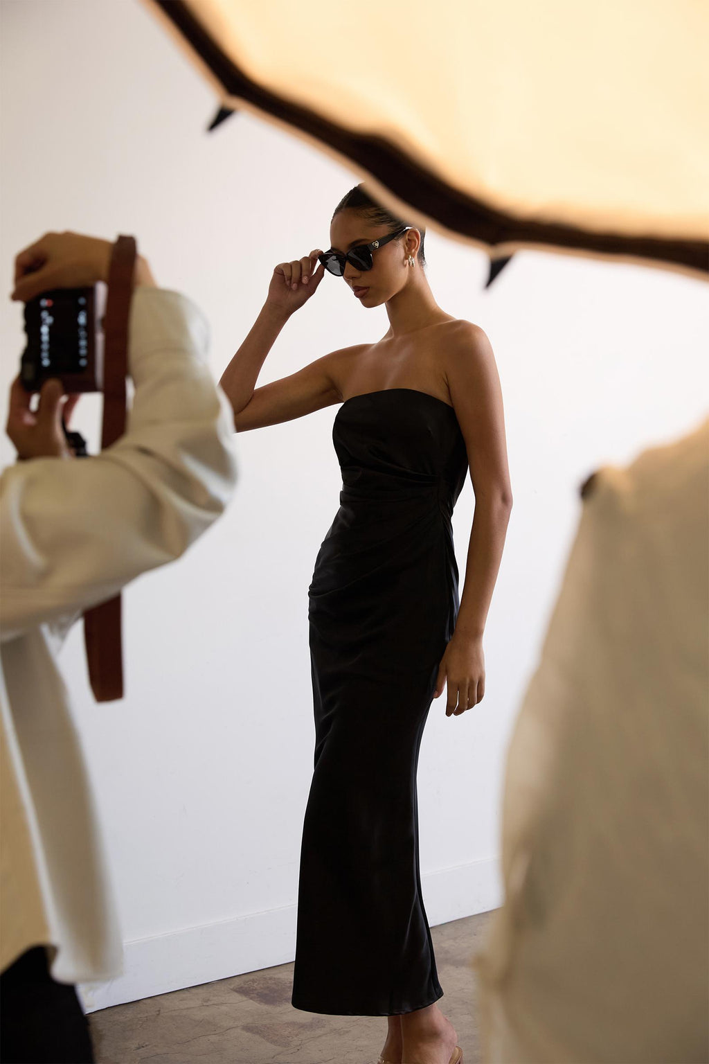 Astee T2012 Strapless Fitted Mermaid Gown with Scarf