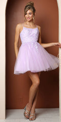 Nox Anabel T718 Short A-Line Corset Back Baby Doll Dress Tulle Skirt