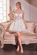 Andrea & Leo WL081 Dress Wedding Mini with Beaded Floral Applique