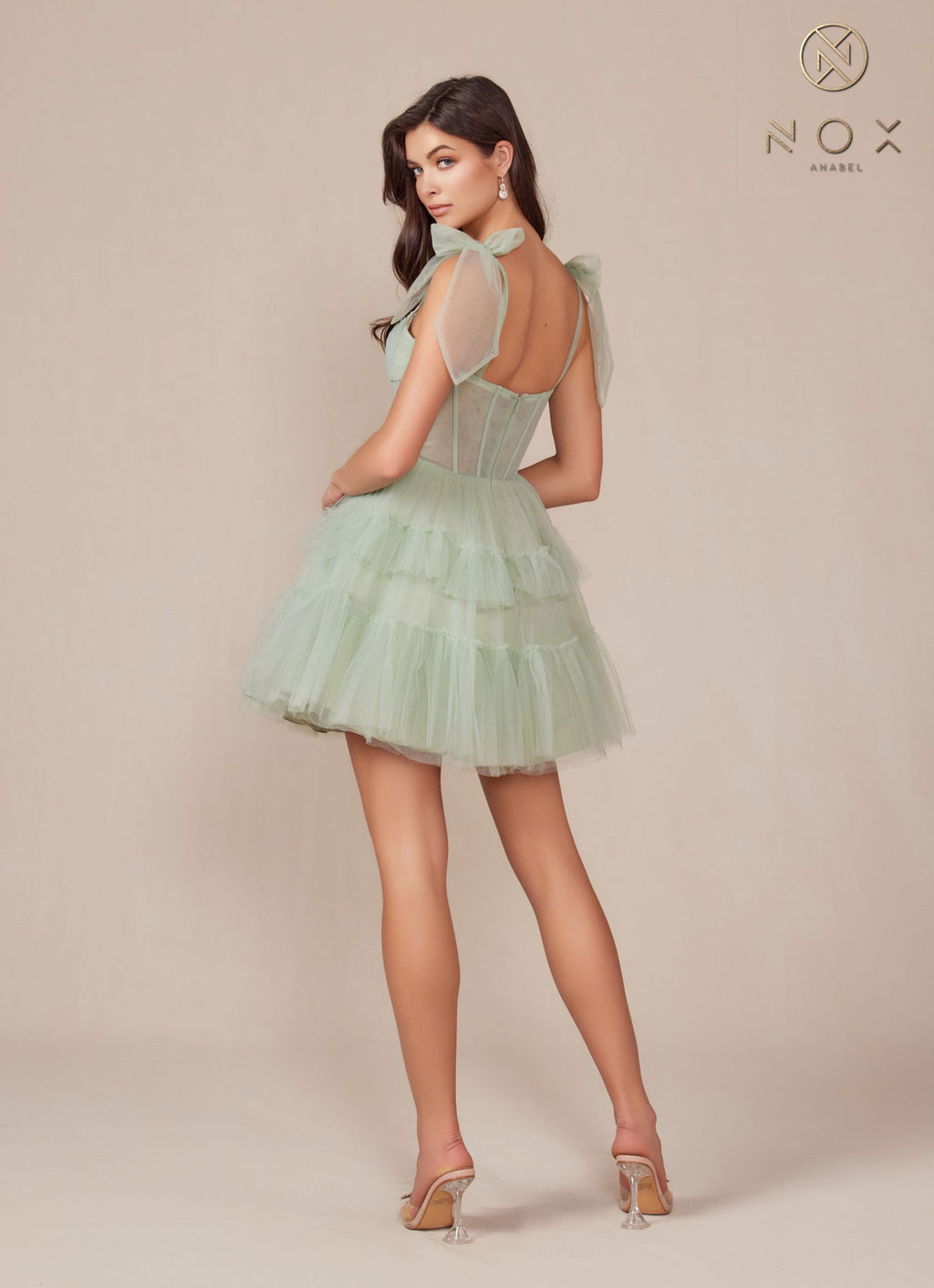 Nox Anabel Y858 Dress Short A-Line Ruffled Tiered Tulle Skirt