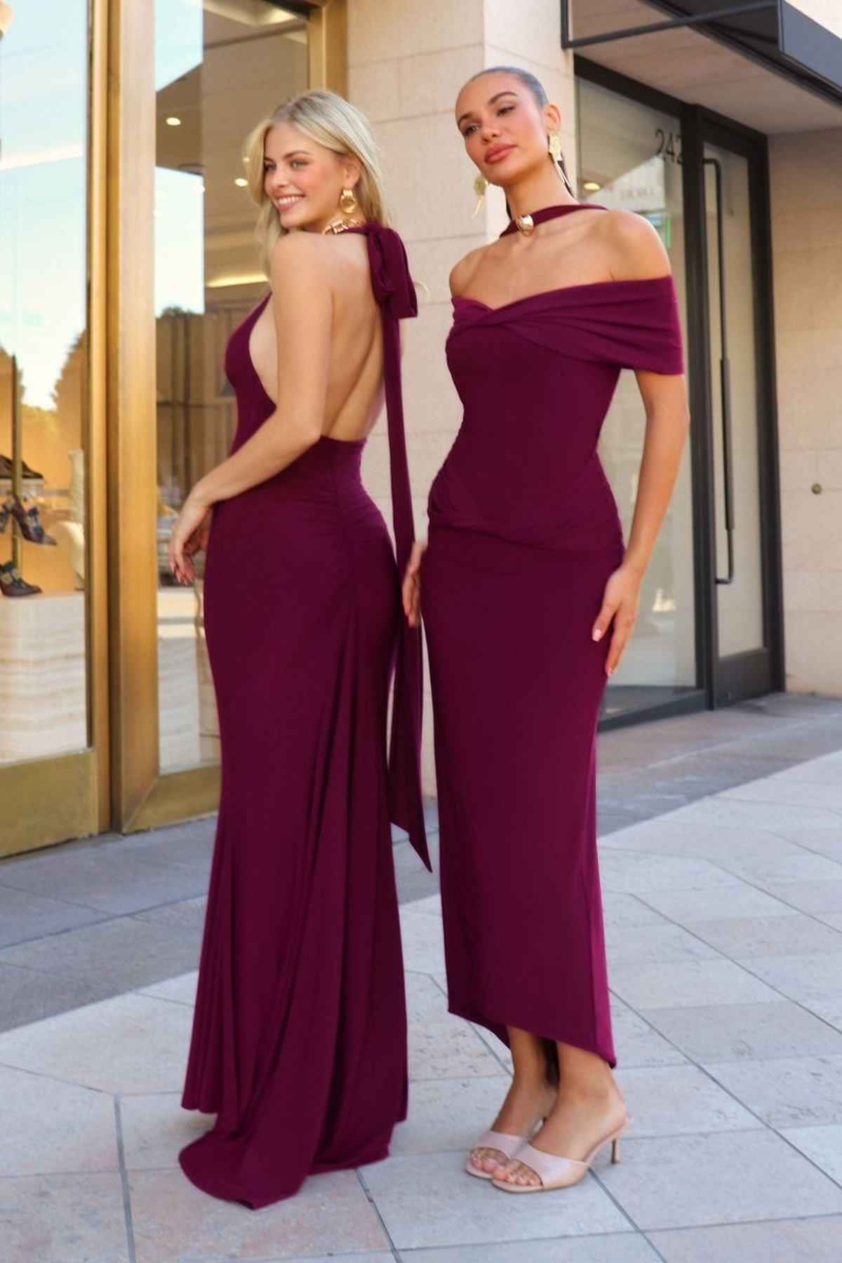 Astee T505 Sleek Halter Neck Fitted Stretch Gown
