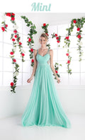 Cinderella Divine 5061 Sheer Beaded Strap Flowy Evening Dress
